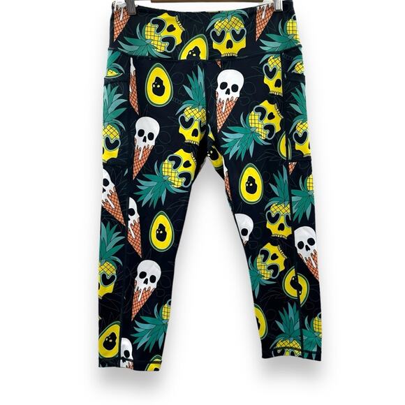 Constantly Varied Gear CVG Ice Cream Skulls Capri Crossfit Leggings‎ Sz L - Picture 2 of 8